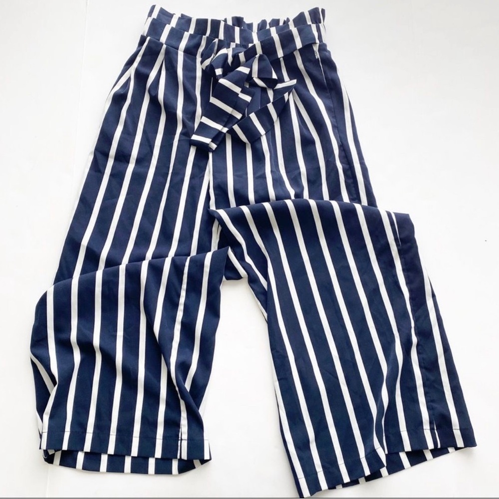 Navy Blue and White Striped Pants
